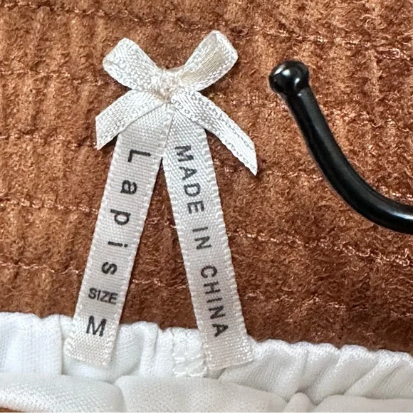 Lapis White Lace Maxi Skirt with Brown Waistband - Picture 7 of 15